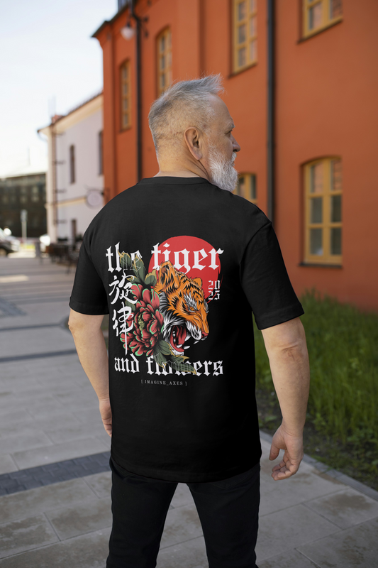 Axes "Tiger & Flowers" Terry Oversized (Unisex) Tee